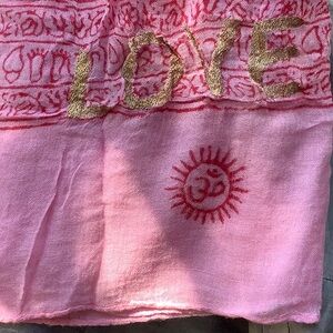 OM BUDDHA Gauze Shawl Gold Embroidered  W Word LOVE